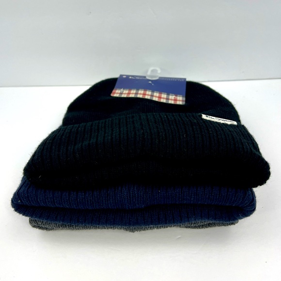 BEN SHERMAN, 3 PACK BEANIE SET, UNISEX, ONE SIZE FITS ALL, GREY, NAVY & BLACK - Picture 11 of 16